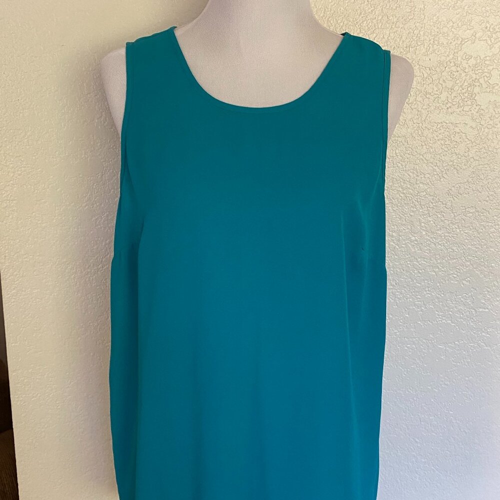 Mossimo Teal Green Lightweight Silky Polyester Split Back Tank Top SZ XL
